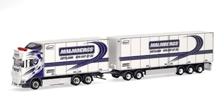 herpa 317290 LKW Modell Scania CS20 HD Schwedenkombi Malmbergs Akeri (Schweden/Visby), Miniatur im Maßstab 1:87, Sammlerstück, Made in Germany, Kunststoff Miniaturmodell, Mehrfarbig