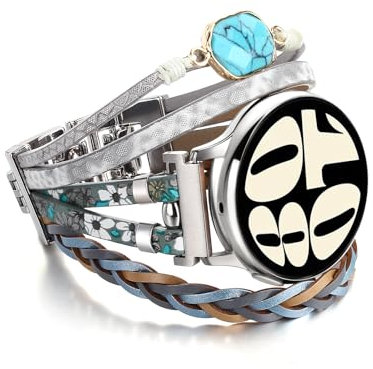 Wingoden Reloj Correa con Cuentas 20 mm para Samsung Galaxy Watch 7/6/5/4/Active 2, 40/44 mm, 5 Pro, 3 41 mm, 4 Classic 42/46 mm