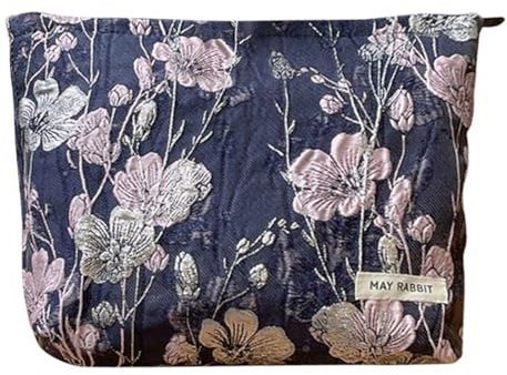 ARVALOLET Blumen-Make-up-Tasche, große Kapazität, ästhetische Kosmetiktasche, Vintage-Kulturbeutel for Damen