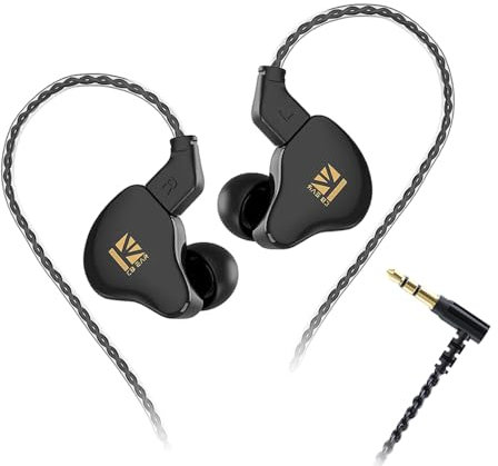 KBEAR KS1 Wired Earbuds, Earphones in Ear Monitor Super Bass, Crystal Clear Sound IEM Headphones, High Resolution Noise Canceling Ear Monitors Headphone for Singers (Black-No Mic)