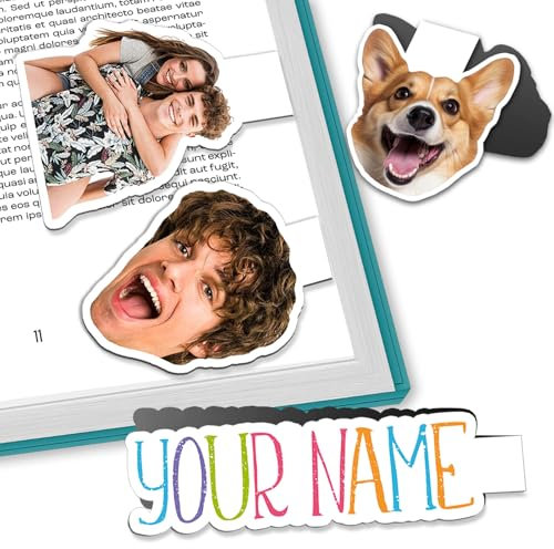 Personalisierte Magnet-Lesezeichen mit Name und Foto, Geschenke für Leser, Bücherliebhaber, Lehrer und Mitschüler