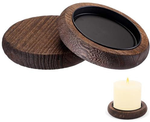 YCHYAN 2 Pezzi Vassoio Legno Rotondo, Piatto Porta Candele in Legno, Sottobicchieri per Candele Rotondi in Legno, Possono Essere Utilizzati per Contenere Candele o Tazze da Caffè
