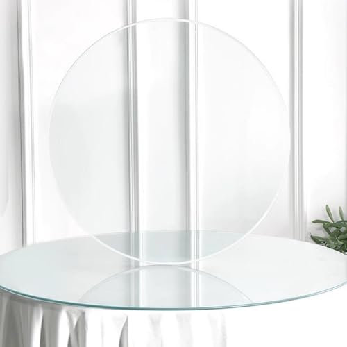 HAEKEBC Mesa De Cristal Redonda Transparente De 70 80 90 100cm Mesa De Centro De Repuesto, Mesa De Comedor De Vidrio Templado, Mesa De Patio Circular Transparente(110cm-43in)