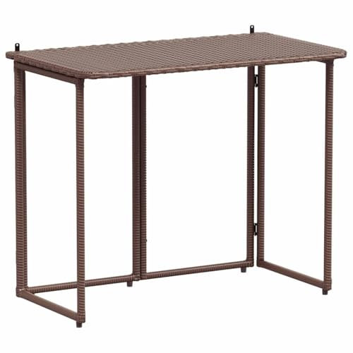 vidaXL Gartentisch Klappbar Braun 90x51x75 cm Poly Rattan, Outdoor-Tisch, Terrassentisch, Terrassenmöbel, Außentisch, Gartenmöbel, Gartentisch Rattan