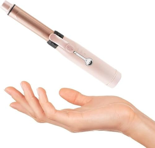 Portable Curling Wand for Women, Mini Cordless Curling Iron USB Rechargeable Ceramic Hair Curling Wand, 2 Temperature Levels Curling Tongs Wet& Dry Use Travel Hair Curler