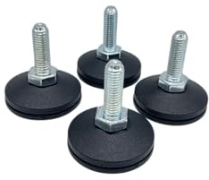 KLAMA 4X Justierfüße höhenverstellbar - Stellfüße mit Sechskant-Stellschraube und Anti-Rutsch-Platte (M10 x 30 mm)