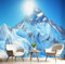 Fotomurales Decorativos Pared Fotográfico TV, Sol Montañas Nevadas Foto Mural, Azul profundo 3D Papel Pintado, Paisaje Estéreo 3D Fotomurales, 350Anx256Al cm