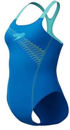 Speedo Women's Medley Logo Medalist Swimsuit Swimming Costume Blue