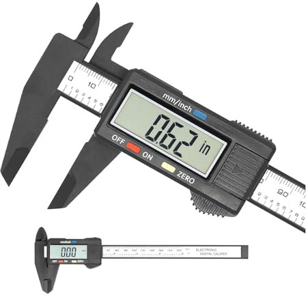 Electronic Digital Vernier Caliper, 0-150mm/0-6'' Carbon Fiber Micrometer w/LCD, Inch MM Fraction Conversion, Auto-off Tools External, Internal, Depth & Pitch Measurements,
