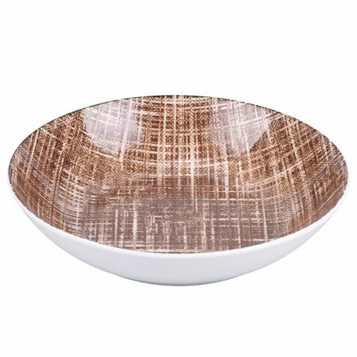 Lot de 6 assiettes creuses en porcelaine, marron, texture