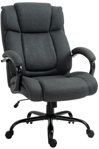 Vinsetto Bürostuhl Chefsessel 220 kg Belastbar mit Leinenoptik Dunkelgrau