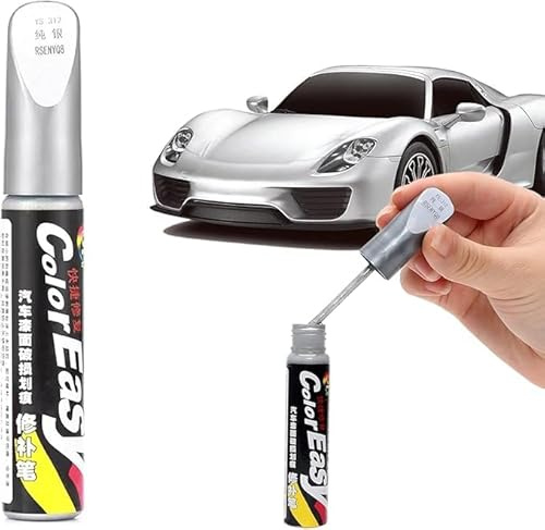 Rakiuty Lackstift Auto, Auto Kratzer Reparatur Stift, Lack Reparatur, Lackstifte Für Autokratzer, Autolackstift, Perfekte Deckkraft und Schnelle Trocknung (Silber)