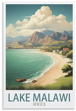 NPRZM Vintage-Schilder, Metallschilder, Malawi-See, Afrika, lustiges Vintage-Metallschild, Plakette, Poster, Wandkunst, Kneipe, Bar, Küche, Garten, Badezimmer, Heimdekor, 20 x 30 cm