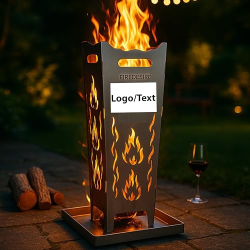FireDesire Feuerkorb personalisiert 80cm + Ascheschale, Feuertonne, Feuerschale, Ofen, Terassenofen