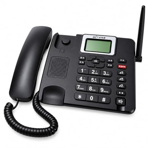 Elprico 4G GSM Klassisches Tischtelefon, Telefonhörer mit SOS-Notruf, 2000-mAh- für ältere Senioren, Heimbüro, Schwarz