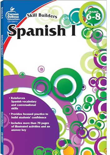 Carson Dellosa Skill Builders Grades 6-8 Spanish Workbook, Vocabulary, Sight Words, Phrases, and More, Middle School Classroom or Homeschool Curriculum