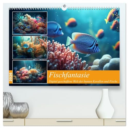Fischfantasie (hochwertiger Premium Wandkalender 2026 DIN A2 quer), Kunstdruck in Hochglanz: Buntes Leben unter der Oberfläche des Meeres (CALVENDO Tiere)