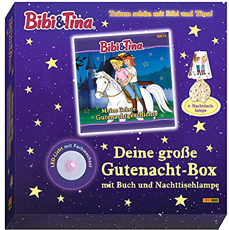 Bibi & Tina: Deine große Gutenacht-Box mit Buch und Nachttischlampe: Gutenachtgeschichtenbuch mit zusammenbaubarer Nachttischlampe in Geschenkbox