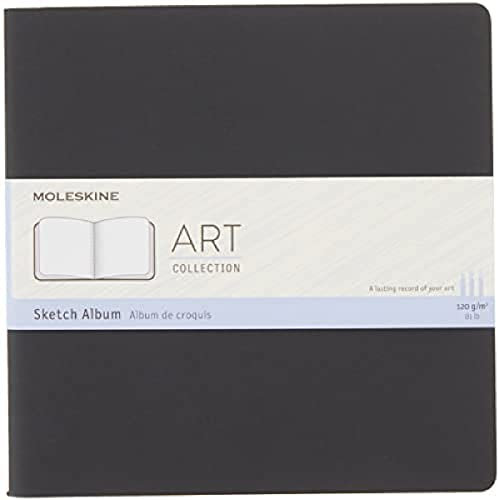 Moleskine Art Collection Skizzen-/ Zeichenbuch (mit Hardcover, Papier geeignet für Stifte, Bleistifte, Holzkohle, Quadratisches Format 19 x 19 cm, 88 Seiten) schwarz