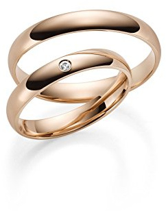 JR Products Rubin 333 Gold Trauringe Rosegold Schmuckkasten Ringe Paar inkl. Gravur und Stein, Stein, Rubin