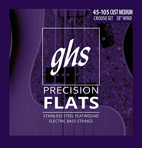 GHS corde CM3050 4-string Bass Precision ballerine, acciaio INOX Flatwound 96,5 cm, avvolgimento, Custom Medium (.045-.105)