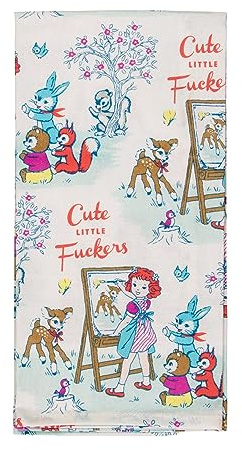 BlueQ Gewebtes Geschirrtuch Cute Little Fuckers von Blue Q Bambi Eichhörnchen Retro
