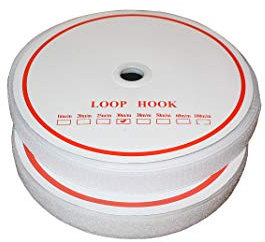 tukan-tex-de Klettband Zum Aufnähen 25 Meter, 16 mm Breit (Weiß, 25 Meter Flausch & 25 Meter Haken)