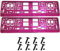 TEILE-24.EU Malinowski 2 x Kennzeichenhalter Chrom PINK Kennzeichenhalterung Vollverchromt im Set mit 8 Befestigungsschrauben, Montageanleitug, KFZ Schein Schutzhülle GRATIS