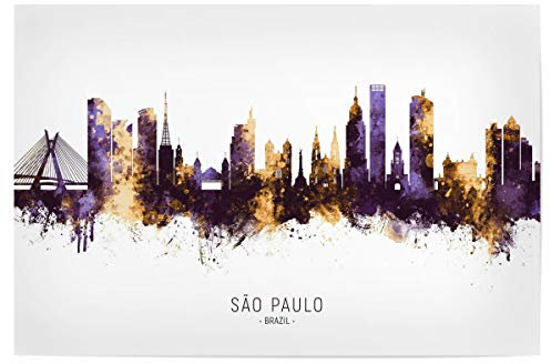 artboxONE Poster 30x20 cm Städte Sao Paulo Skyline PurpleGold - Bild são Paulo City Cityscape