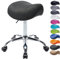 1stuff® Sattelhocker Sattelstuhl MULY - Sitzhöhe bis ca. 74cm - ergonomischer Rollhocker Bürohocker Arzthocker Arbeitshocker Praxishocker Drehhocker (Stoffbezug anthrazit)