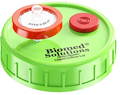 6 coperchi per coltura liquida a bocca regolare, coperchio per barattolo di grano, con filtro per siringa in PTFE da 0,22 um e porte di iniezione autorigeneranti da 20 mm per la coltivazione di funghi