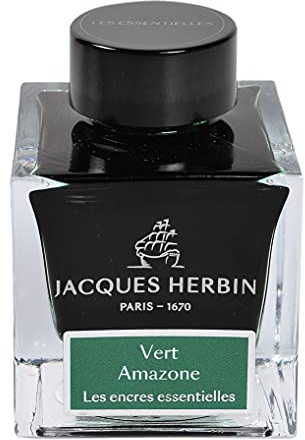 Jacques Herbin 13137JT - Tintenflakon 50 ml Essentielles, für Füllfederhalter und Tintenroller geeignet, ideal für Kalligraphie und Kunstprojekte, Amazongrün, 1 Stück