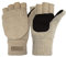 ViGrace Winter-Handschuhe, gestrickt, wandelbar, fingerlos, Woll-Fäustlinge, warmer Handschuh für Damen und Herren, Khaki, Large
