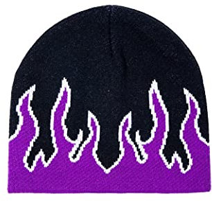 Slouchy Mütze Strickmützen Skull Cap Frühling Herbst Winter Warme Cap Elastisch Unisex Outdoor Cap Für Laufen Radfahren Skifahren Winddichte Cap Flamme Violett