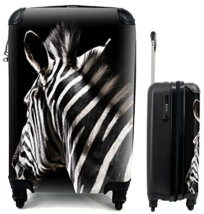 MuchoWow© Koffer Handgepäck Trolley Rollkoffer Kleine Reisekoffer mit 4 Rollen - Zebra - Wilde Tiere - Muster - Cabin Size < 55x40x23 & 55x40x20 cm - Fotokoffer - Kabinenkoffer - Boardgepäck