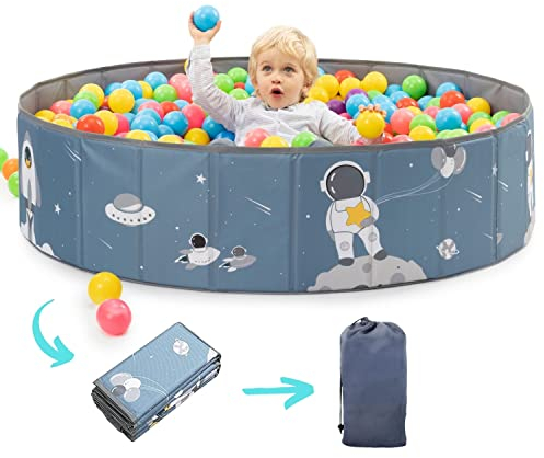 RUGUIES- Piscina de Bolas para Niños- Parque de Bolas Infantil-Piscina Bolas Redonda para Bebés-Plegable y Portátil-Cubo Juguetes Interior y Exterior- (Bolas no Incluidas) (Space, 120x30cm)