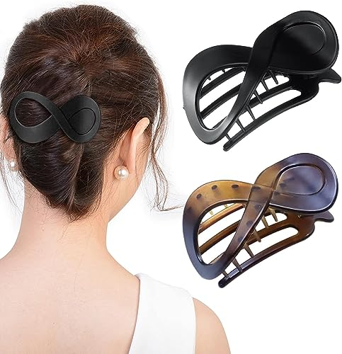 Kavya 2 Pcs Haarspangen Damen Schildpatt Haarklammer Groß, Rutschfest Haarklammern Französisch Hair Clip, Elegant Haarschmuck Mädchen