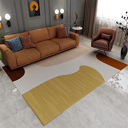 Spiele Teppich gelb webteppich Kinderteppiche Jungs Salonteppich Gelb Abstraktes Minimalistisches Muster Esszimmerteppich Waschbar 200X250CM teppiche & matten teppisch