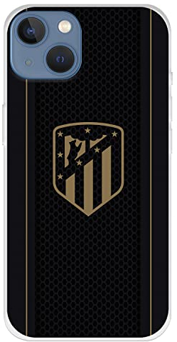 Schutzhülle für iPhone 13, Handy Hüllen von Atlético de Madrid mit goldenem Schild und schwarzem Hintergrund, zum Schutz Ihres Handys, flexible Silikonhülle mit offizieller Lizenz von Madrid