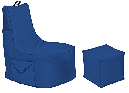 Momiralland Big Gamer Sitzsack mit Lehne Sitzkissen Beanbag BodenKissen Sessel In- & Outdoor geeignet Gaming mit PC Xbox & Playstation (Marieneblau)