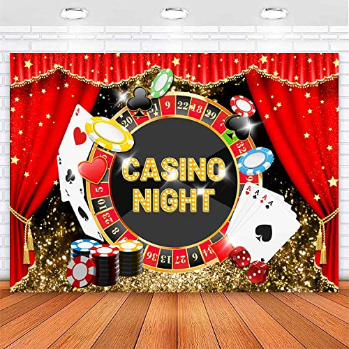 Sensfun Casino Night Poker Würfel Fotografie Hintergrund Las Vegas Chips Roulette Rote Vorhänge Gold Glitzer Foto Hintergrund Casino Geburtstag Party Banner Dekorationen Photobooth Kuchen Tischbedarf