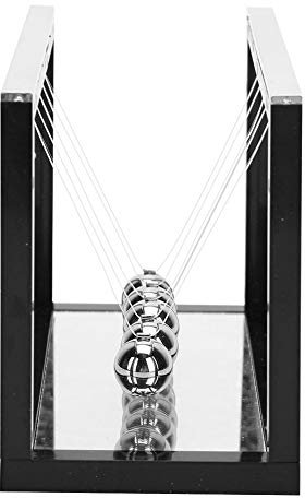 Newton Cradle Balance Balls, Classic Newton Pendulum Swing Ball Decoration Craft Children Toy Gift, Educational Science Tool with Mirror for Living Room And Office (Black)