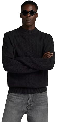 G-Star Men's Cable Knitted Sweater, Black (dk black D23939-D447-6484), S