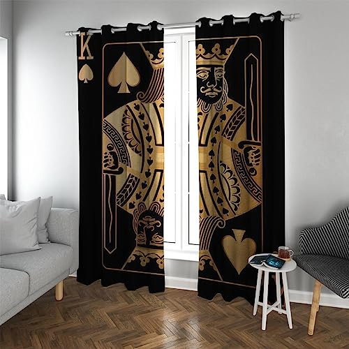LEFEDA Moderner Stil Wohnzimmer Verdunkelungsvorhänge 2 Paneele Goldener König Spaten K Weiche Bleistiftfalte mit Öse Schlafzimmer Fenster Vorhänge 2xB132xH160cm