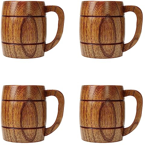 Lot de 4 gobelets naturels de 400 ml - En forme de pichets classiques - Pour les fêtes - Cadeaux originaux - Respectueux de l'environnement