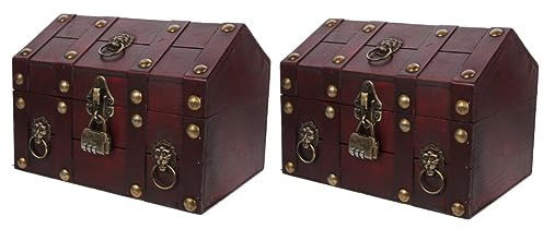 UKCOCO 2st Aufbewahrungskiste Geldbank Organizer Für Schmuckdisplays Andenkenkiste Groß Schmucketui-organizer Schmuckkästchen Tischdekoration Münzorganisator Schreibtisch Holz Souvenir