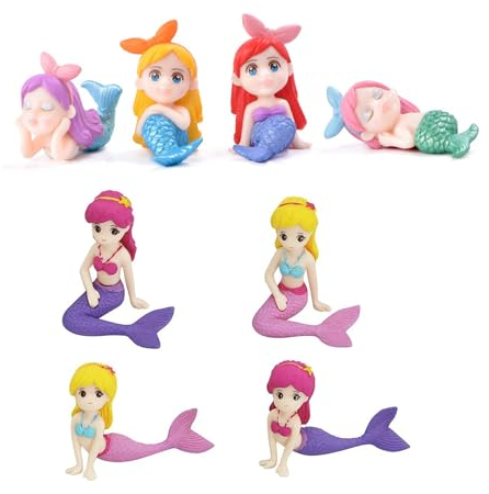 JINJUMEI 8 Stück Meerjungfrau Tortendeko, Mini Meerjungfrau Figuren, Miniatur Meerjungfrauen Ornamente Mermai Doll Cake Topper Mermaid Cake Decoration Ozean Meerjungfrau Thema Party Dekoration