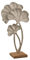 LB H&F Ginkoblatt Skulptur Dekobjekt 39cm Deko Ginko Holz Metall Silber Pflanze zum hinstellen Natur (Pflanze)