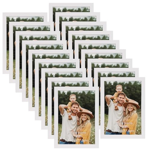 Hoikwo 18 Stück Bilderrahmen Set 13x18 cm, Weiß Fotorahmen Collage für Wohnzimmer Schlafzimmer Kinderzimmer Büro Treppenhaus Flur, Wand- oder Tischaufsteller