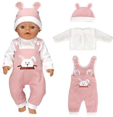 SPERMUOY Puppenkleidung 36-43 für Baby Puppen,Newbron Baby Puppen 43 Kleidung Puppenkleidung mit Hut Langarm Hose,Kleidung Outfits für Baby Puppen(Keine Puppe)
